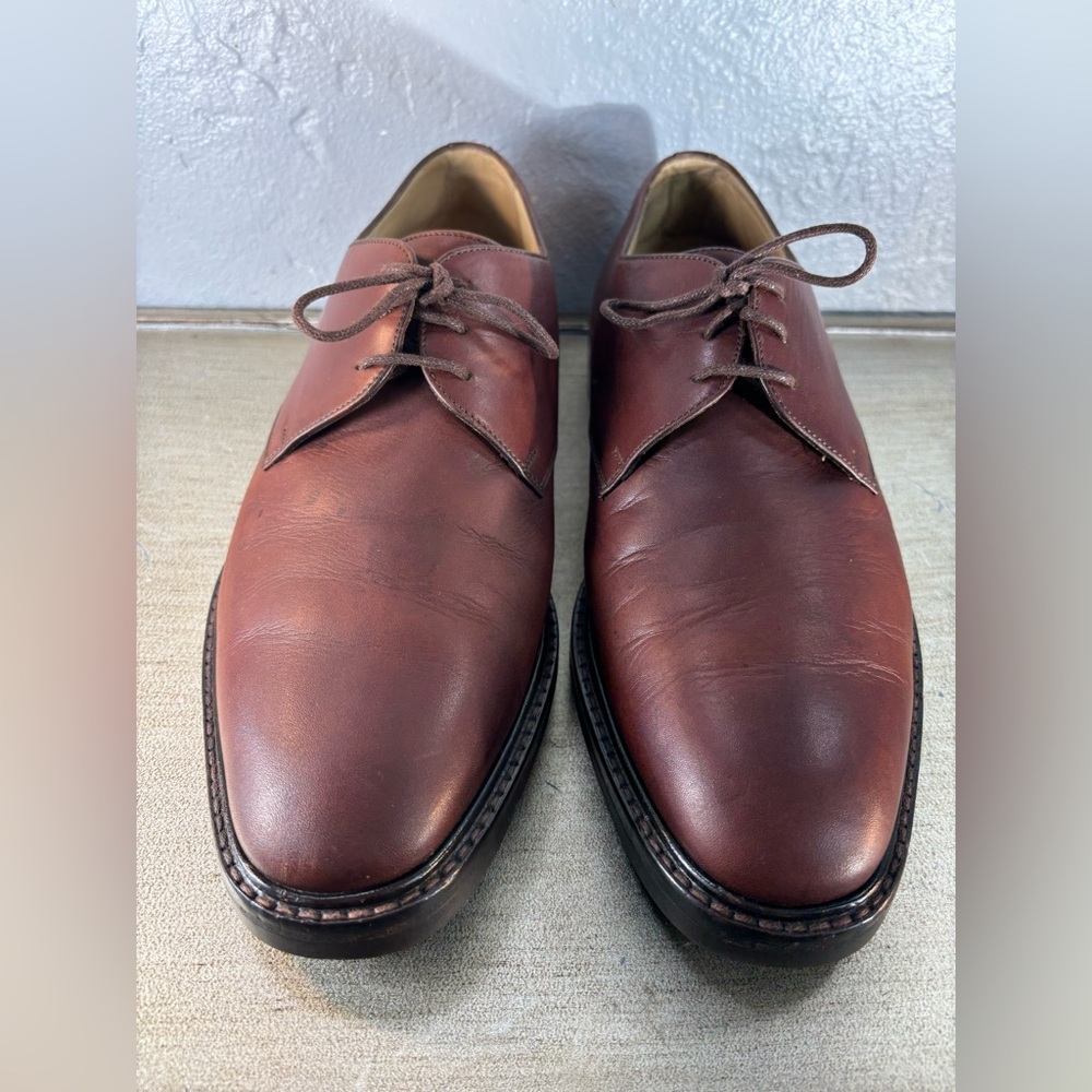 Faconnable By Albert Goldberg Chestnut Brown Leather Oxfords Size 10D Italy